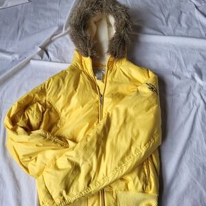 Butter Yellow Vintage Polo Ralph Lauren Down Puffer Coat size Medium